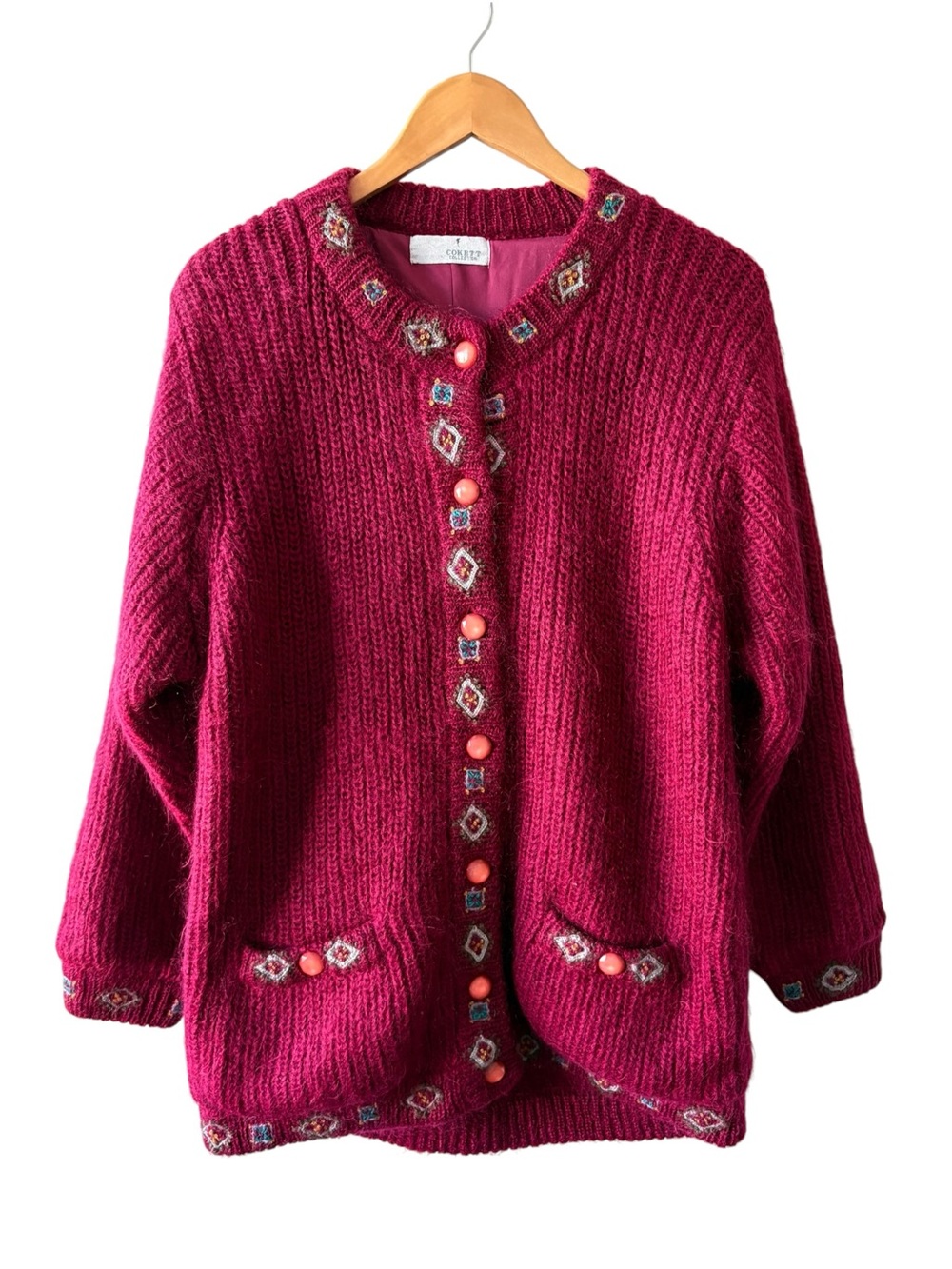 Vintage Cokett Collection Wool Blend Embroidered Cardigan